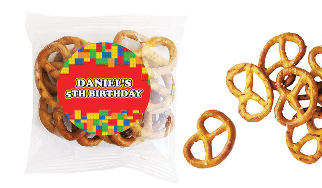 Building Blocks Kids Party Personalised Bag Of Pretzels