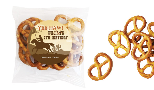 Cowboy Kids Party Personalised Bag Of Pretzels