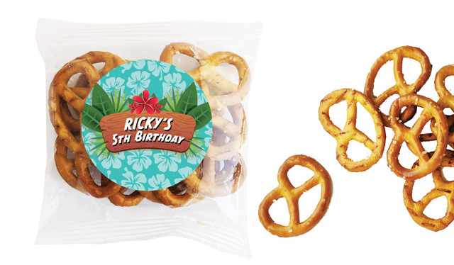 Hawaiian Luau Kids Party Personalised Bag Of Pretzels