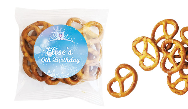 Ice Princess Kids Party Personalised Bag Of Pretzels