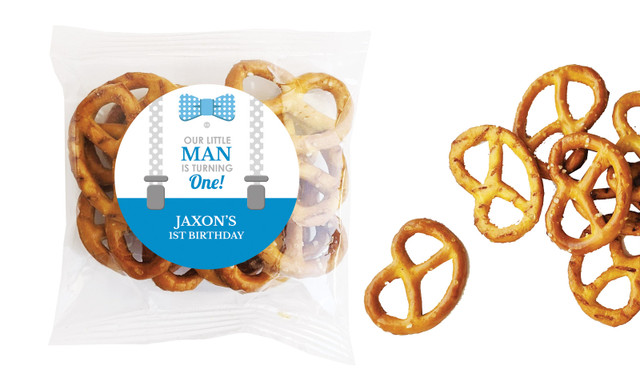 Little Man Kids Party Personalised Bag Of Pretzels