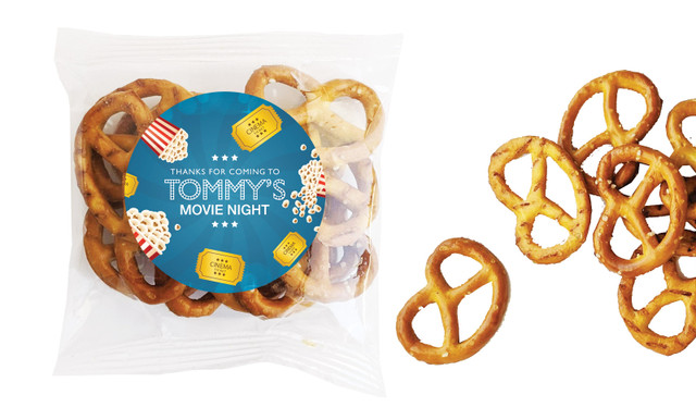 Movie Night Kids Party Personalised Bag Of Pretzels