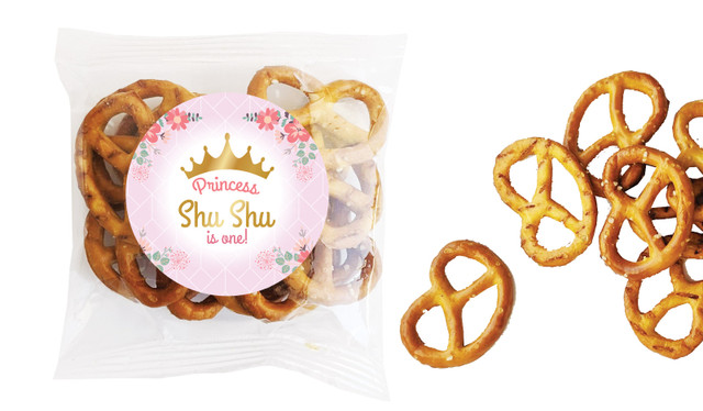 Princess Tiara Kids Party Personalised Bag Of Pretzels