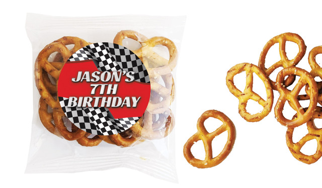Racing Car Kids Party Personalised Bag Of Pretzels