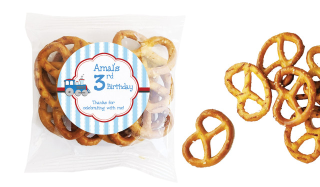 Toy Train Kids Party Personalised Bag Of Pretzels