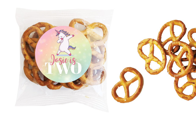 Unicorn Dabbing Kids Party Personalised Bag Of Pretzels