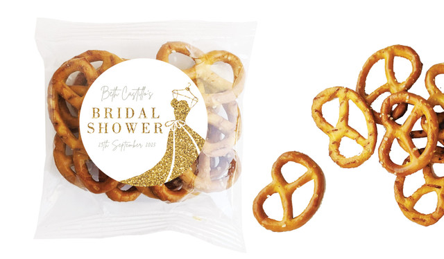 Glitter Dress Bridal Shower Personalised Bag Of Pretzels