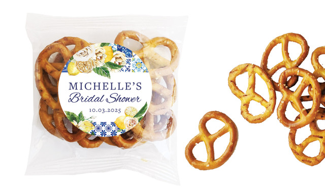 Mediterranean Bridal Shower Personalised Bag Of Pretzels