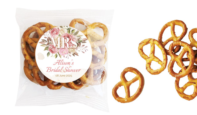 Mrs Floral Bridal Shower Personalised Bag Of Pretzels