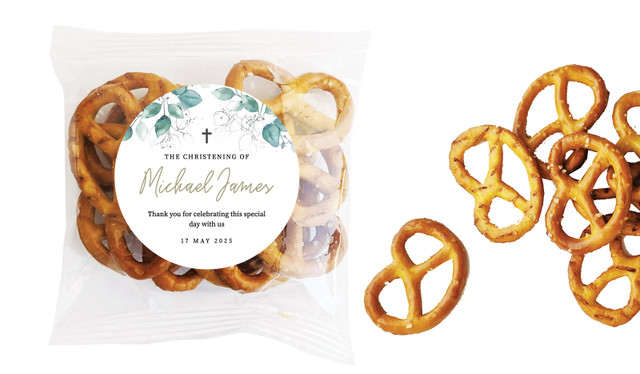 Dream Leaves Christening Personalised Bag Of Pretzels