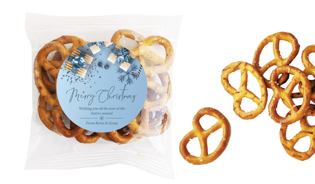 Baby Blue Christmas Personalised Bag Of Pretzels