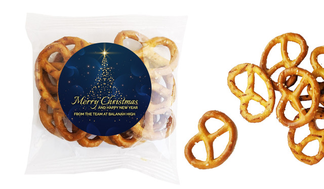 Blue Night Christmas Personalised Bag Of Pretzels