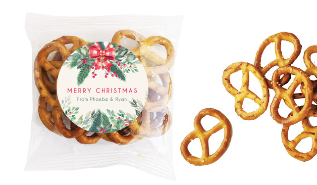 Country Style Christmas Personalised Bag Of Pretzels