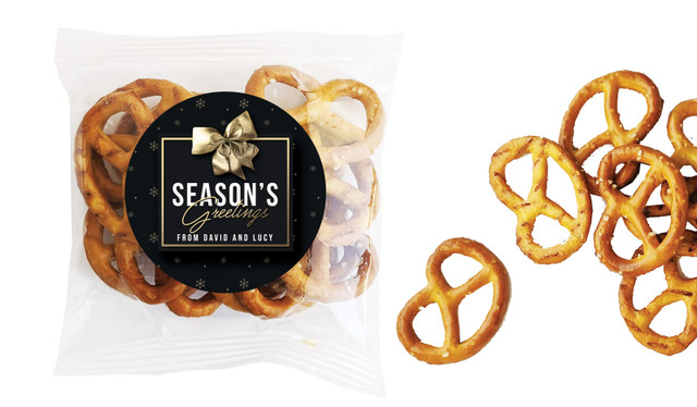 Glossy Gift Black Christmas Personalised Bag Of Pretzels