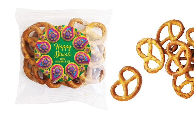 Green Leaves Diwali Personalised Bag Of Pretzels