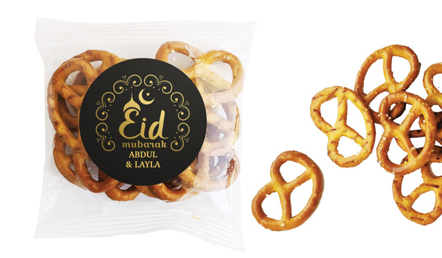 Gold Pattern Eid Personalised Bag Of Pretzels