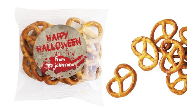 Blood Splatter Halloween Personalised Bag Of Pretzels