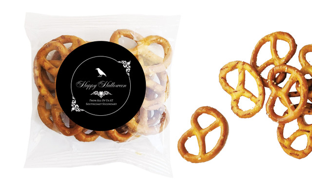 Gothic Raven Halloween Personalised Bag Of Pretzels