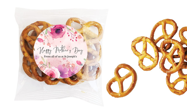 Floral Watercolour Mothers Day Personalised Bag Of Pretzels