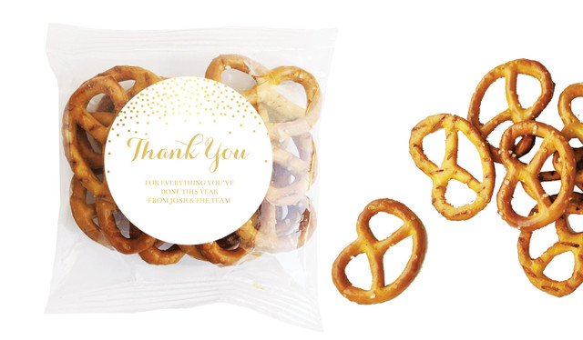 Gold Confetti Personalised Bag Of Pretzels