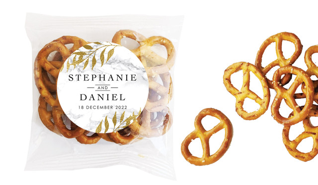 Marble & Fern Wedding Personalised Bag Of Pretzels
