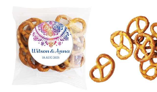 Radiant Mandala Wedding Personalised Bag Of Pretzels
