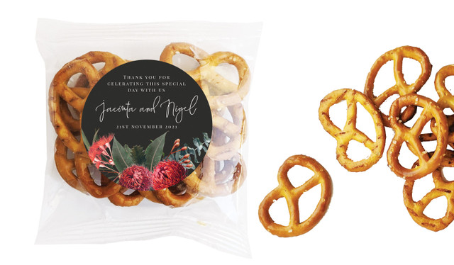 Wild Flowers Dark Wedding Personalised Bag Of Pretzels