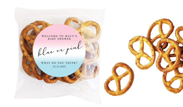 Gradient Gender Reveal Personalised Bag Of Pretzels