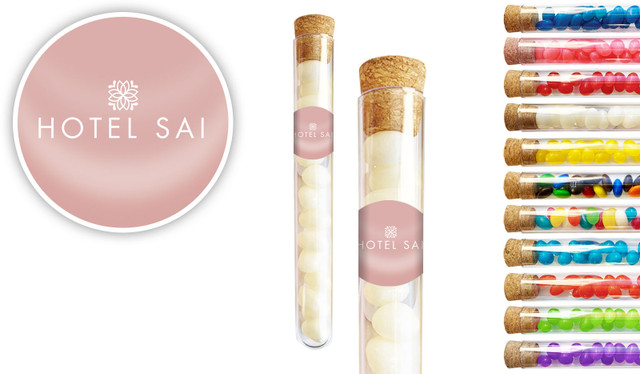 Blush Background Hospitality Branded Test Tubes