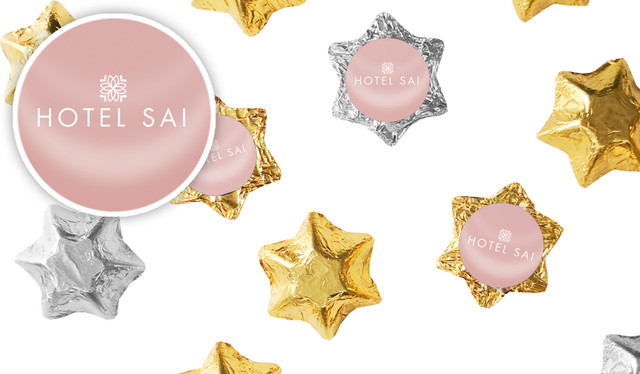 Blush Background Hospitality Branded Foil Chocolate Stars