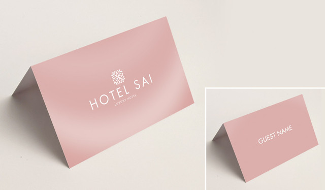 Blush Background Hospitality Branded Place Cards