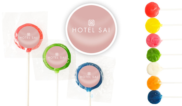 Blush Background Hospitality Branded 2.5cm Mini Lollipops
