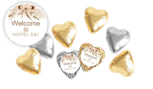 Boho Hospitality Branded Foil Chocolate Hearts