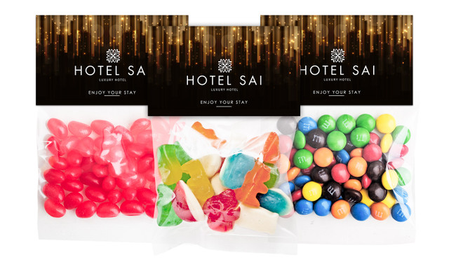 Hanging Glass Hospitality Branded Lolly Bag With Topper