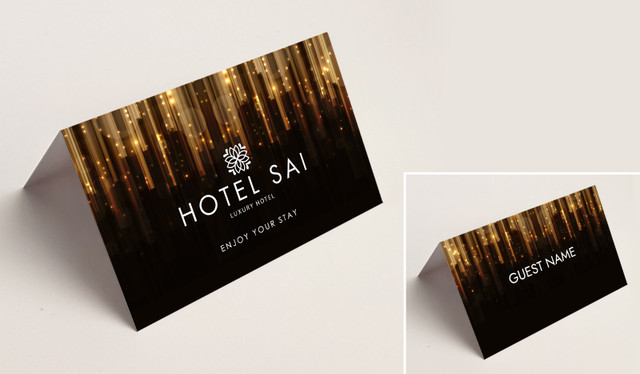 Hanging Glass Hospitality Branded Place Cards