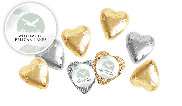 Misty Watercolour Hospitality Branded Foil Chocolate Hearts