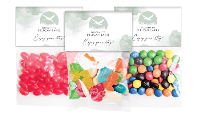 Misty Watercolour Hospitality Branded Lolly Bag With Topper