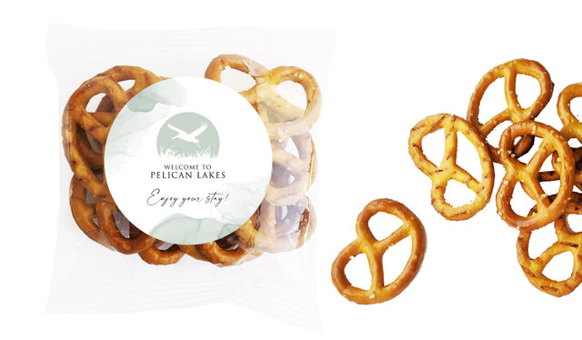 Misty Watercolour Hospitality Branded Bag Of Pretzels