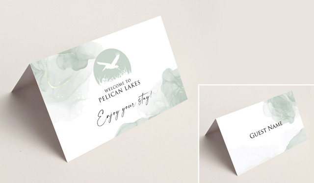 Misty Watercolour Hospitality Branded Place Cards