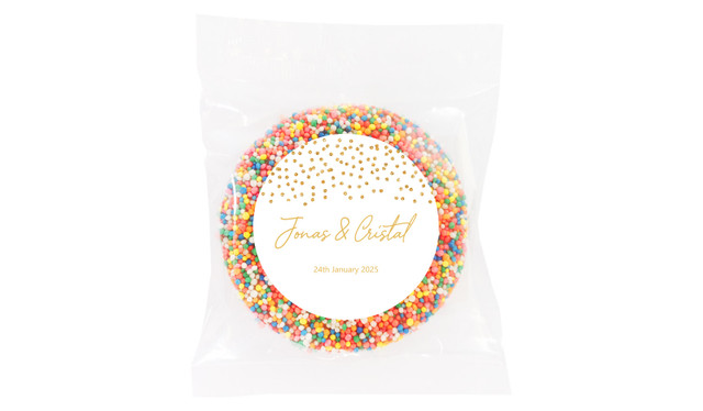 Gold Confetti On White Wedding Personalised Giant Freckle