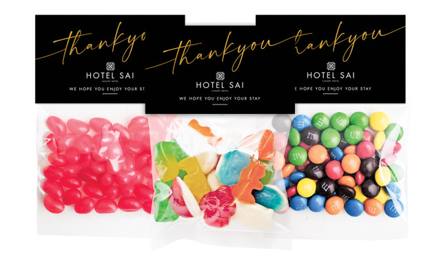 Simple Thank You Hospitality Branded Lolly Bag With Topper