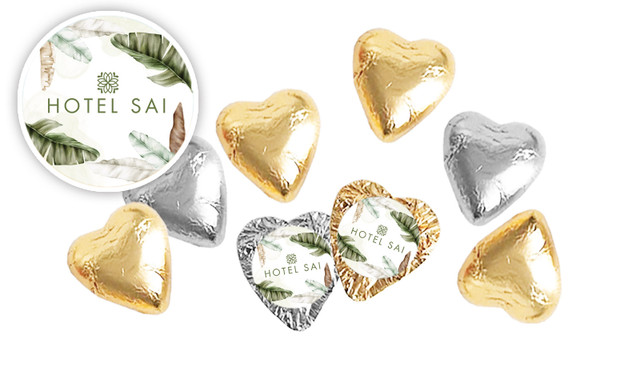 Tropical Warecolour Hospitality Branded Foil Chocolate Hearts