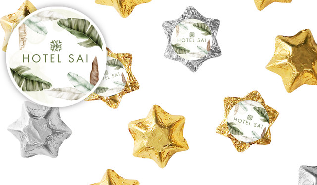Tropical Warecolour Hospitality Branded Foil Chocolate Stars