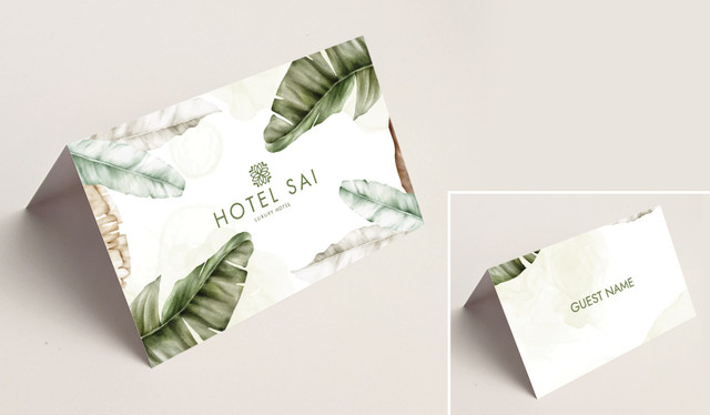 Tropical Warecolour Hospitality Branded Place Cards