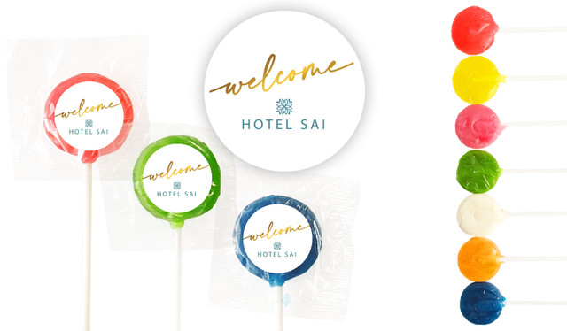 Simple Welcome Hospitality Branded 2.5cm Mini Lollipops