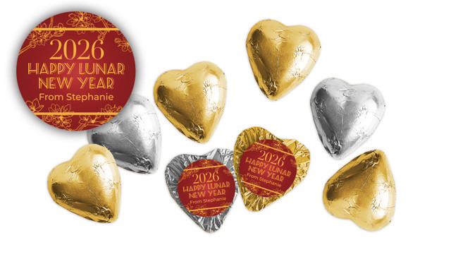 Cherry Blossoms Chinese New Year Personalised Foil Chocolate Hearts
