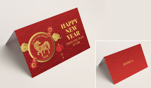 Gold Emblem Chinese New Year Place Cards With Guest Names