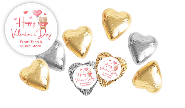 Bear Balloon Foil Covered Chocolate Hearts