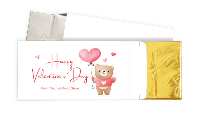 Bear Balloon Valentines Day Personalised Chocolate Bar In A Box