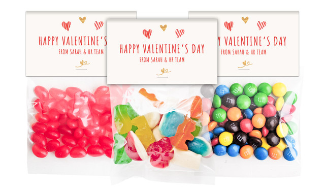 Just Hearts Valentines Day Personalised Lolly Bag With Topper